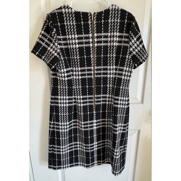 Calvin Klein Timeless Classic Short Sleeve Black & White Plaid Pencil Dress, L - Picture 4 of 5